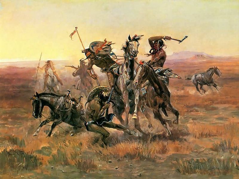 When Blackfoot And Sioux Meet - Charles Marion Russell Paintings